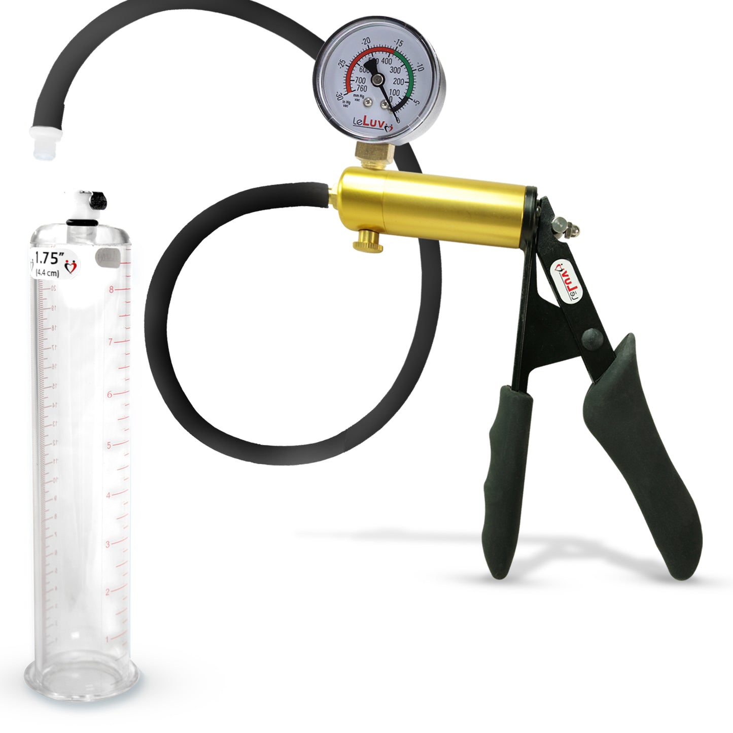 LeLuv® Ultima Premium Penis Pump - Black Silicone Grip and Hose - Round Flange Cylinders