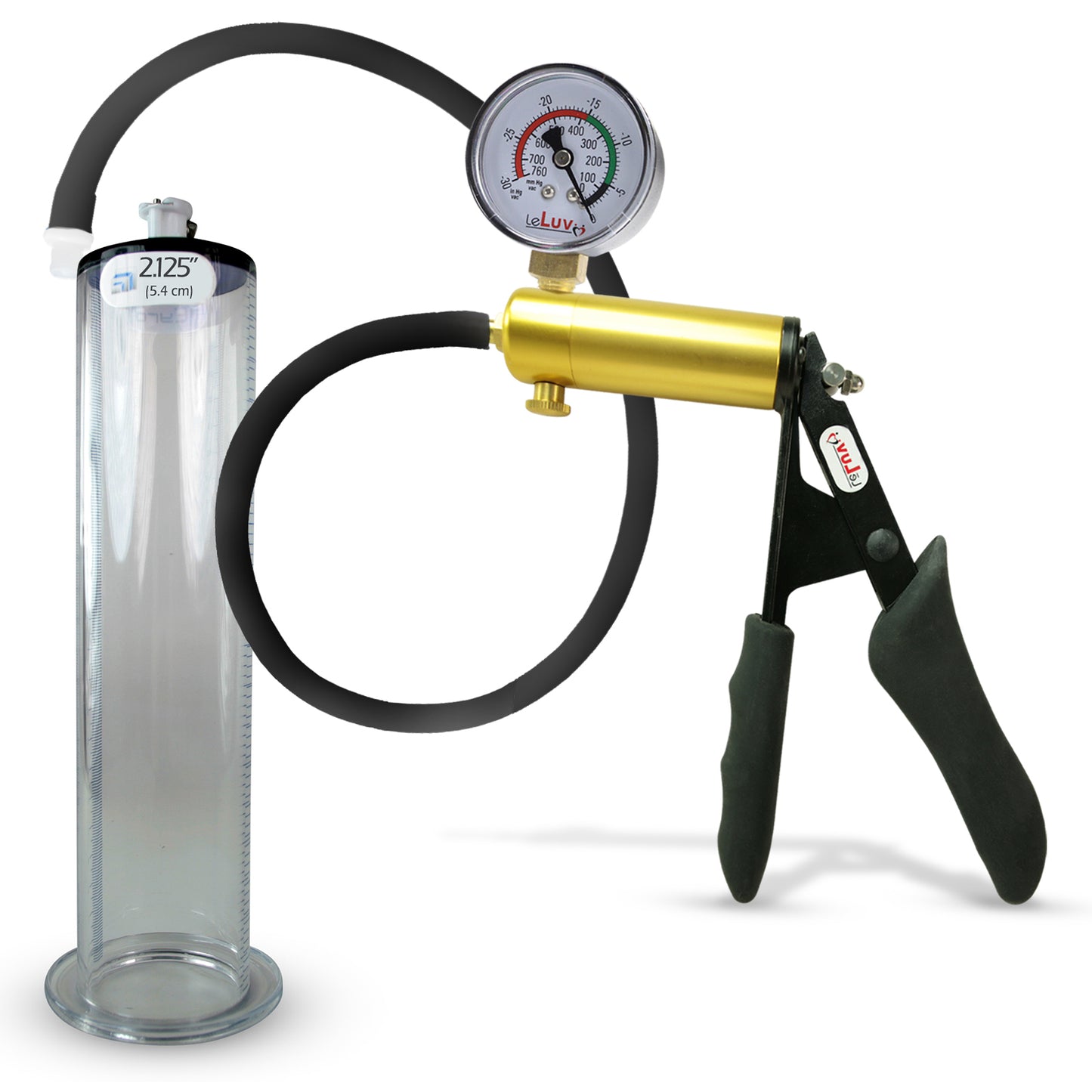 LeLuv® Ultima Premium Penis Pump - Black Silicone Grip and Hose - Wide Flange Cylinders