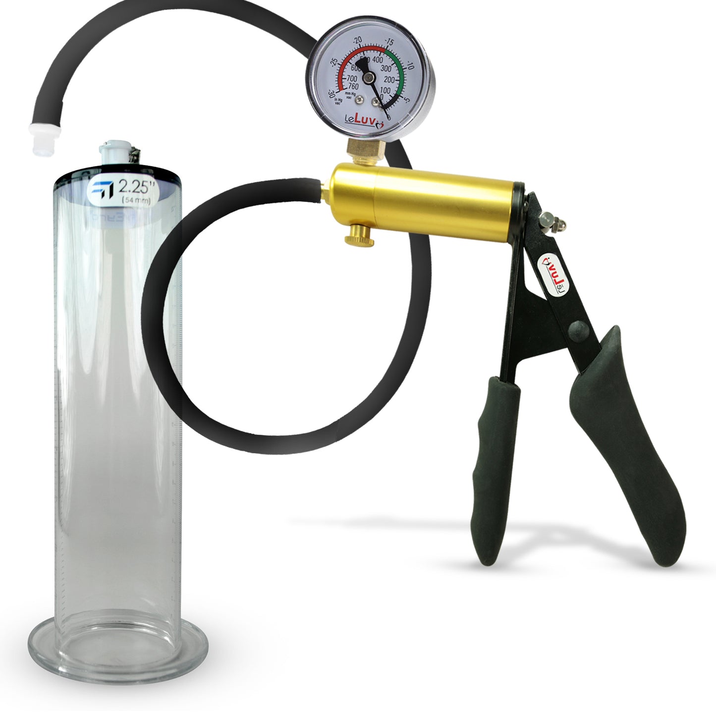 LeLuv® Ultima Premium Penis Pump - Black Silicone Grip and Hose - Wide Flange Cylinders