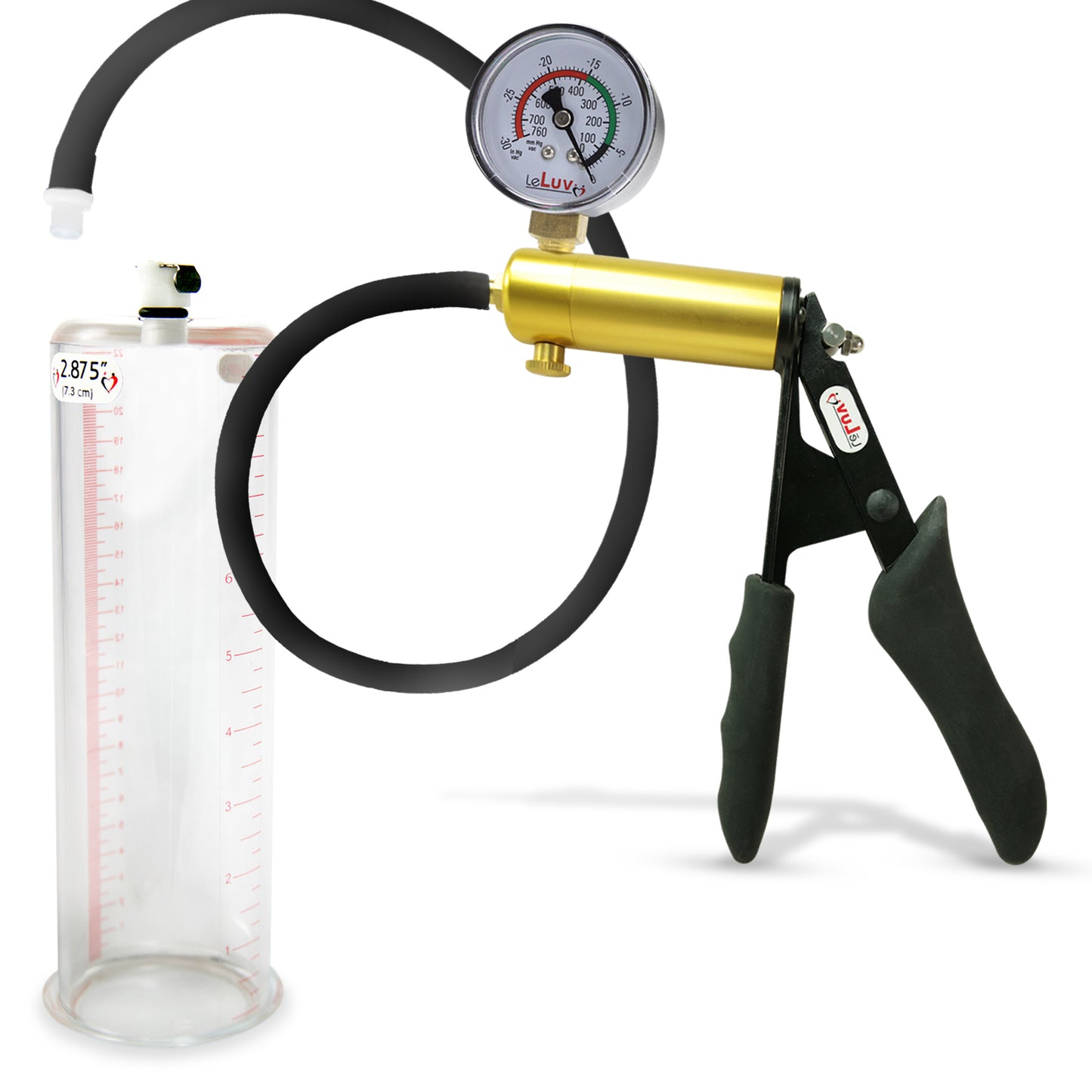 LeLuv® Ultima Premium Penis Pump - Black Silicone Grip and Hose - Round Flange Cylinders