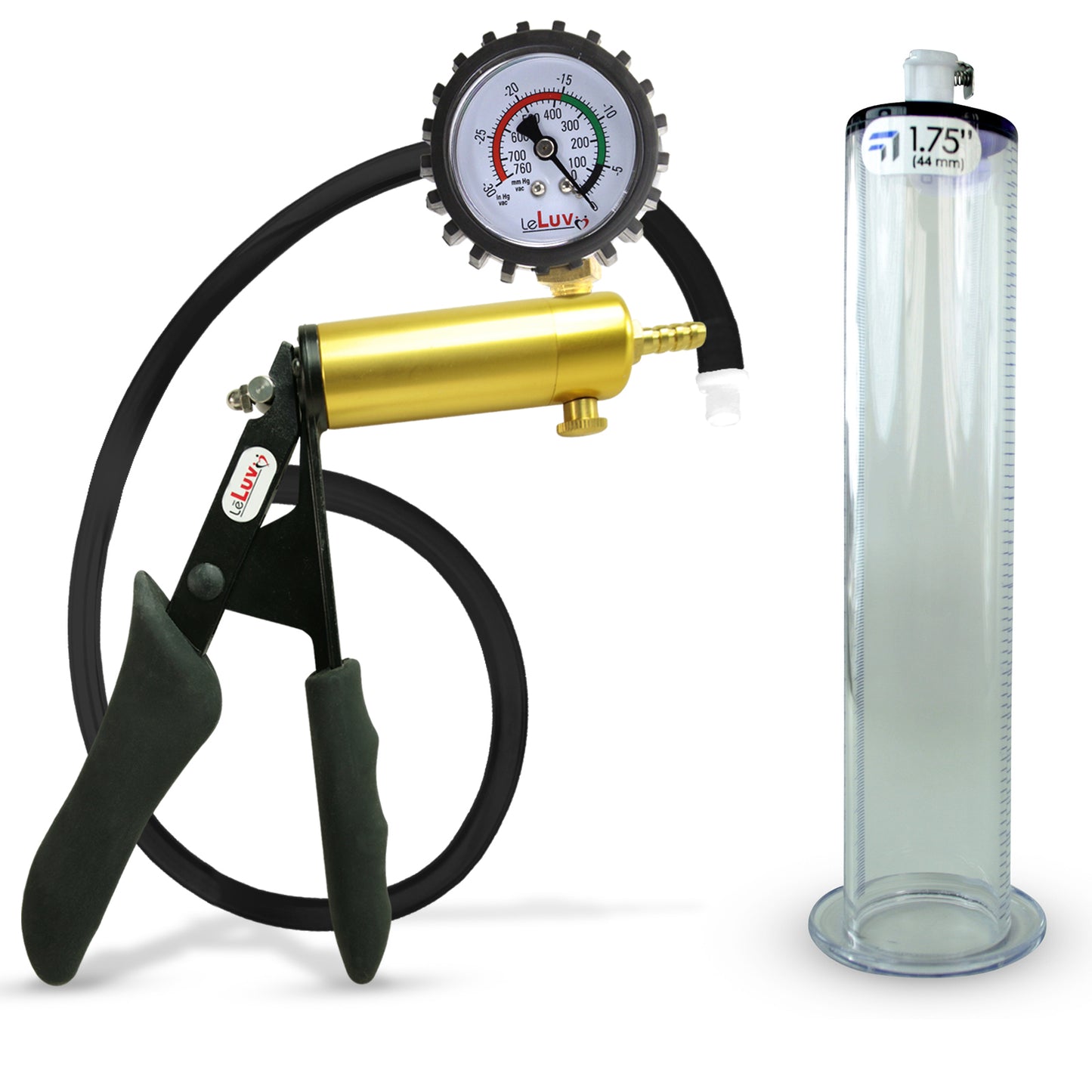 LeLuv® Ultima Premium Penis Pump - Black Silicone Grip and Hose - Wide Flange Cylinders