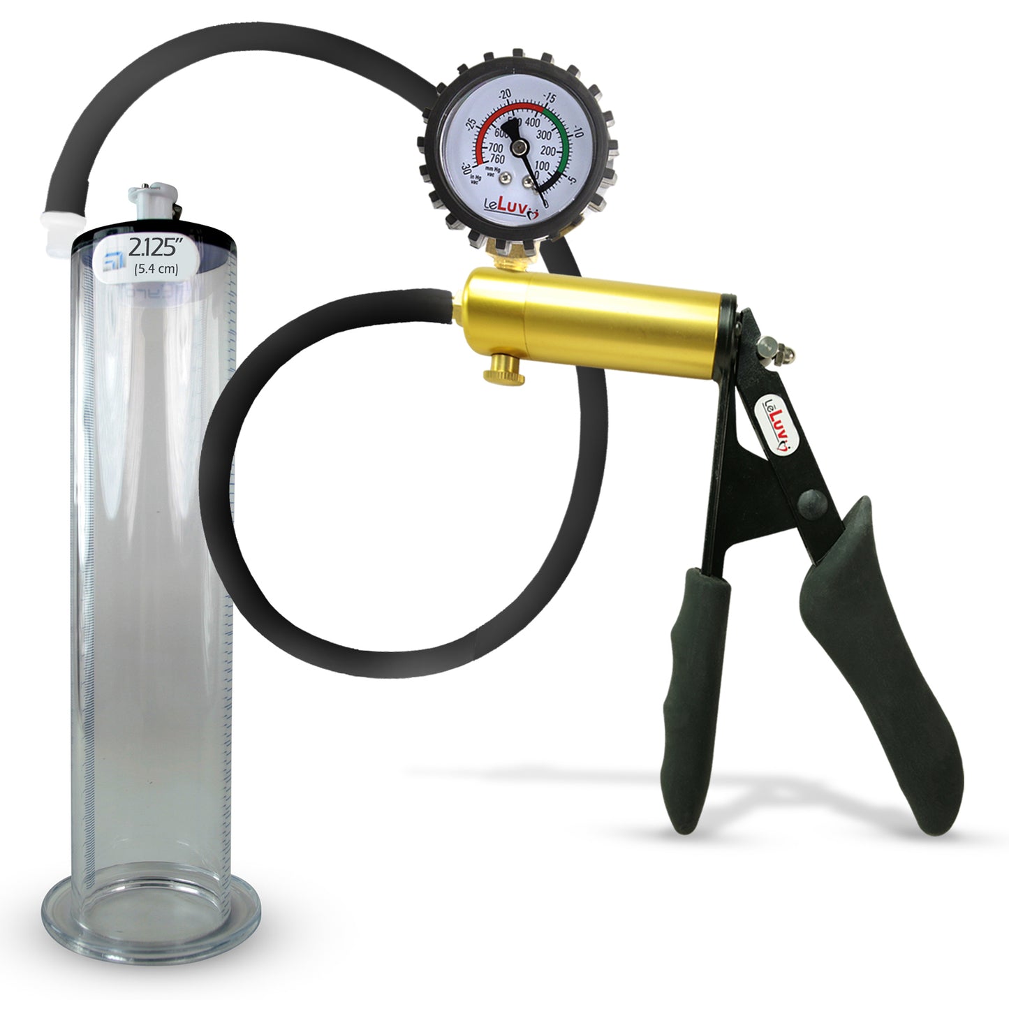 LeLuv® Ultima Premium Penis Pump - Black Silicone Grip and Hose - Wide Flange Cylinders