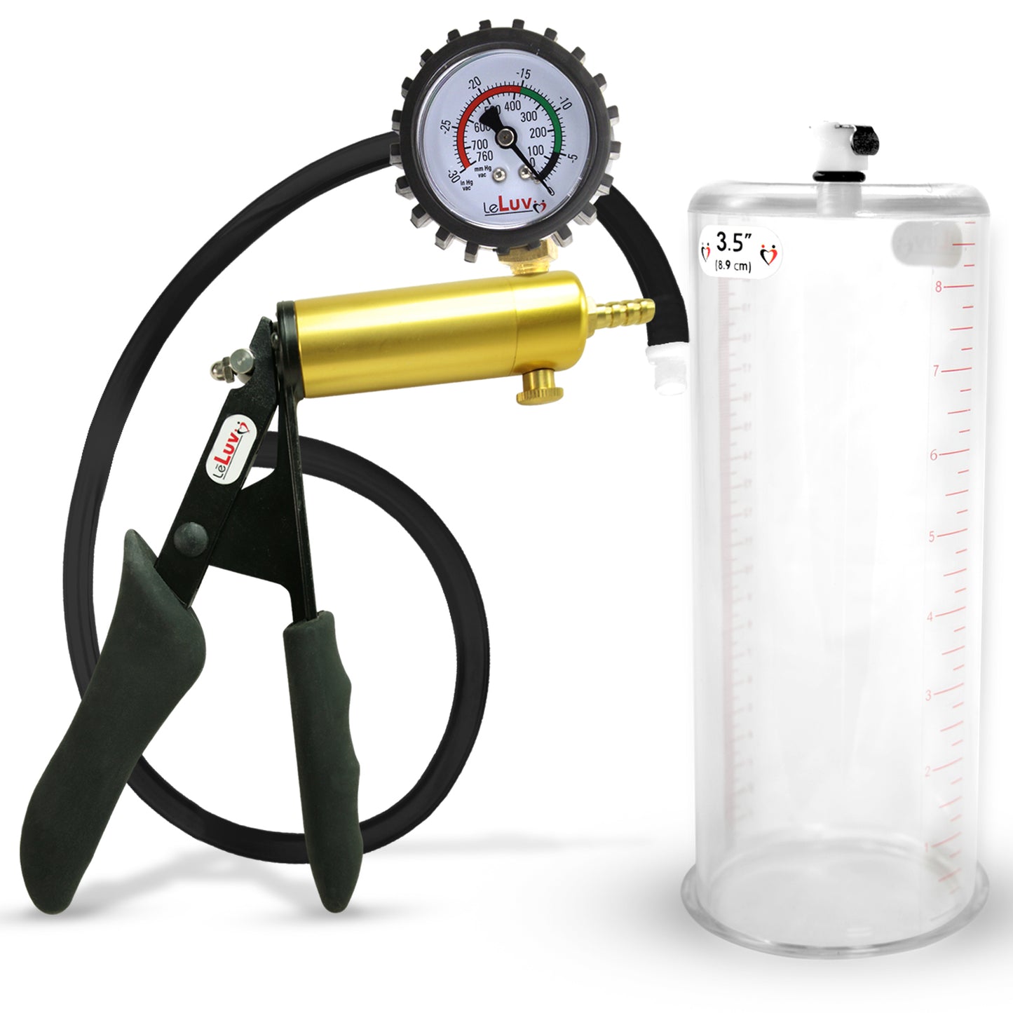 LeLuv® Ultima Premium Penis Pump - Black Silicone Grip and Hose - Round Flange Cylinders