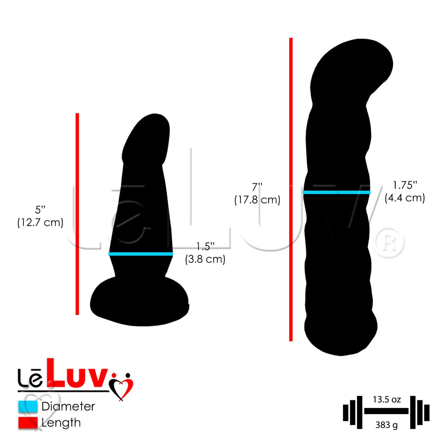 Female Strap-On Double Dong 7 Inch & 5 Inch Purple
