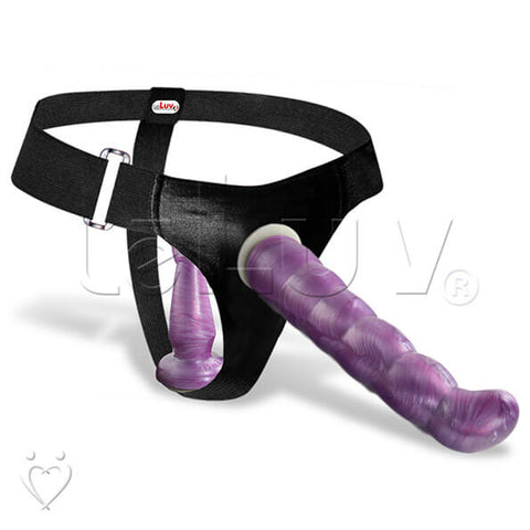 Female Strap-On Double Dong 7 Inch & 5 Inch Purple