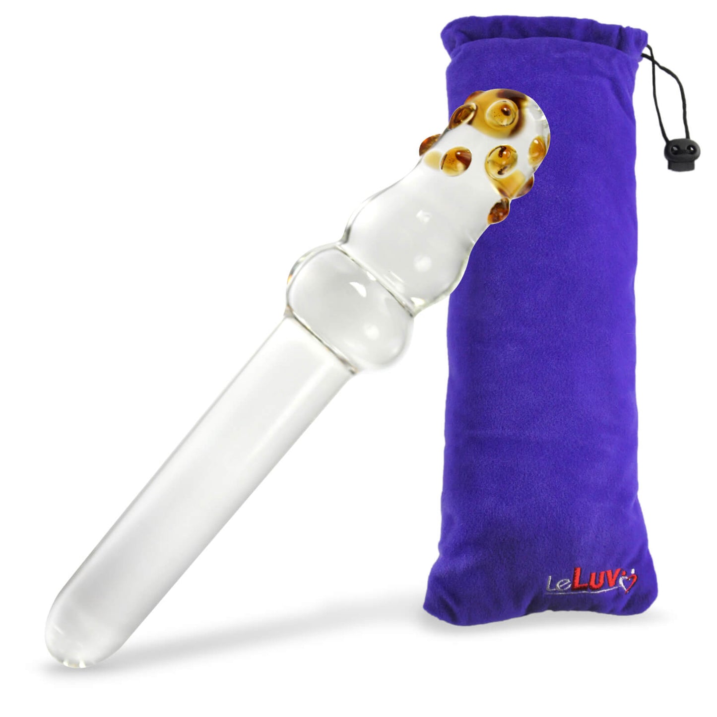LeLuv Glass 8 Inch Nubby Baton G-Spot Wand Dildo