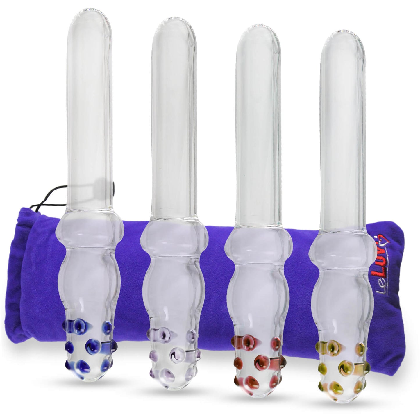 LeLuv Glass 8 Inch Nubby Baton G-Spot Wand Dildo