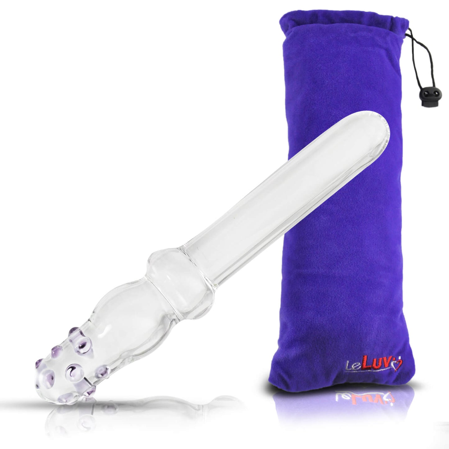 LeLuv Glass 8 Inch Nubby Baton G-Spot Wand Dildo