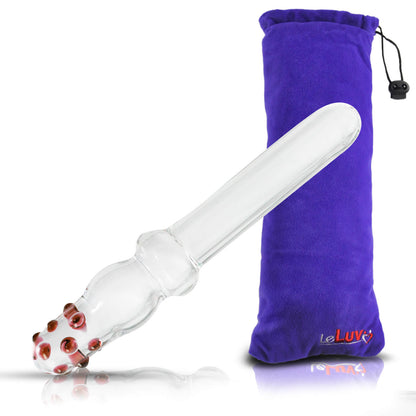 LeLuv Glass 8 Inch Nubby Baton G-Spot Wand Dildo