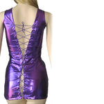 Lingerie Purple Vinyl Clubwear Mini Dress Lace Up One Size
