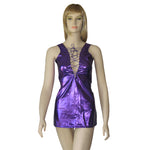 Lingerie Purple Vinyl Clubwear Mini Dress Lace Up One Size