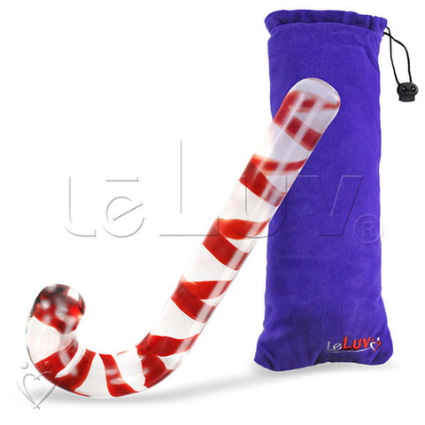 LeLuv Glass Candy Cane Classic Smooth Beginner Dildo