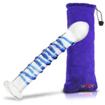 LeLuv 7.5 inch Seductive Swirl Wand Glass G-Spot Dildo Bundle with Premium Padded Pouch
