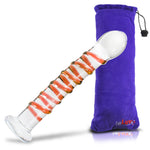 LeLuv 7.5 inch Seductive Swirl Wand Glass G-Spot Dildo Bundle with Premium Padded Pouch