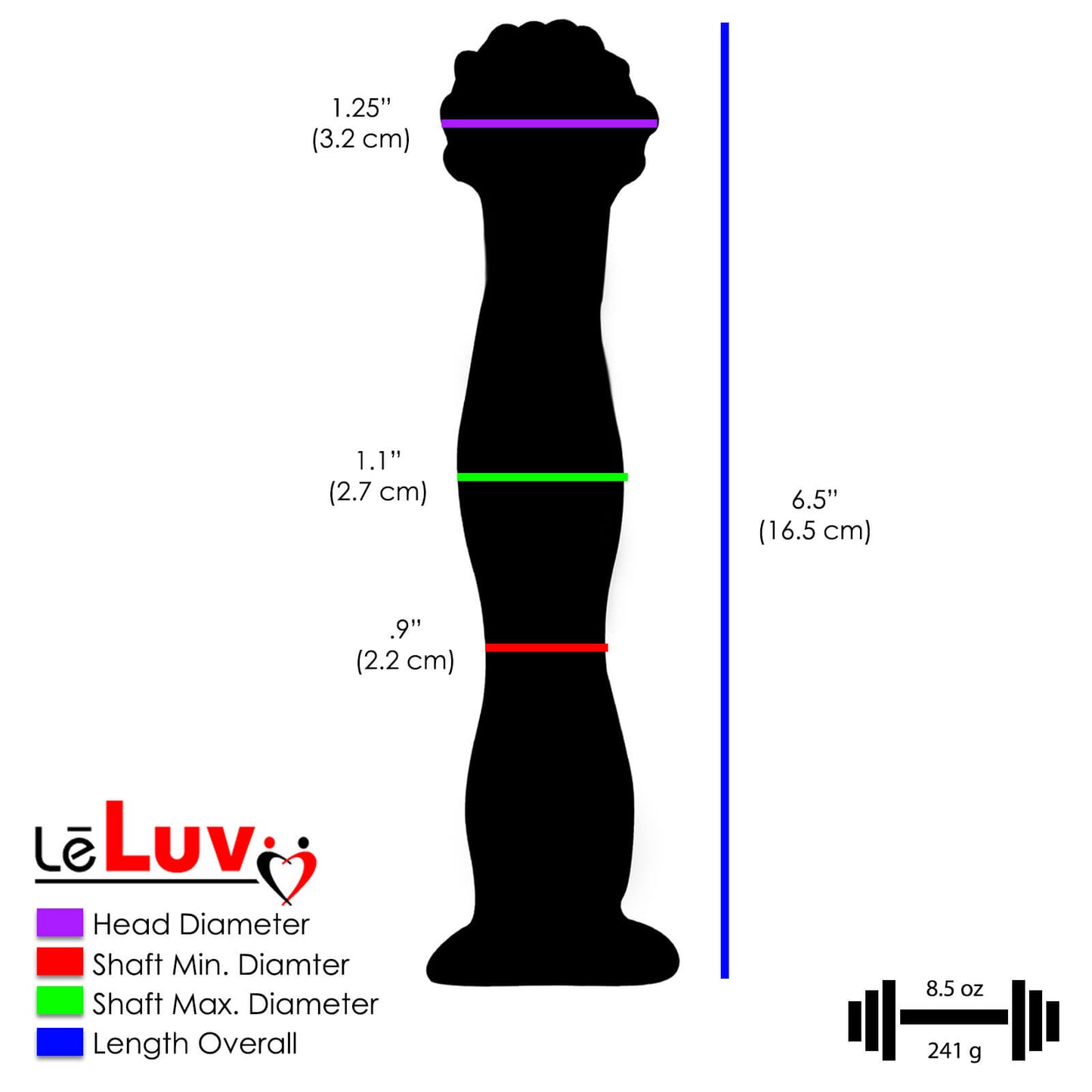 LeLuv Glass 7 Inch Pearly Dandelion Head Wavy G-Spot Dildo