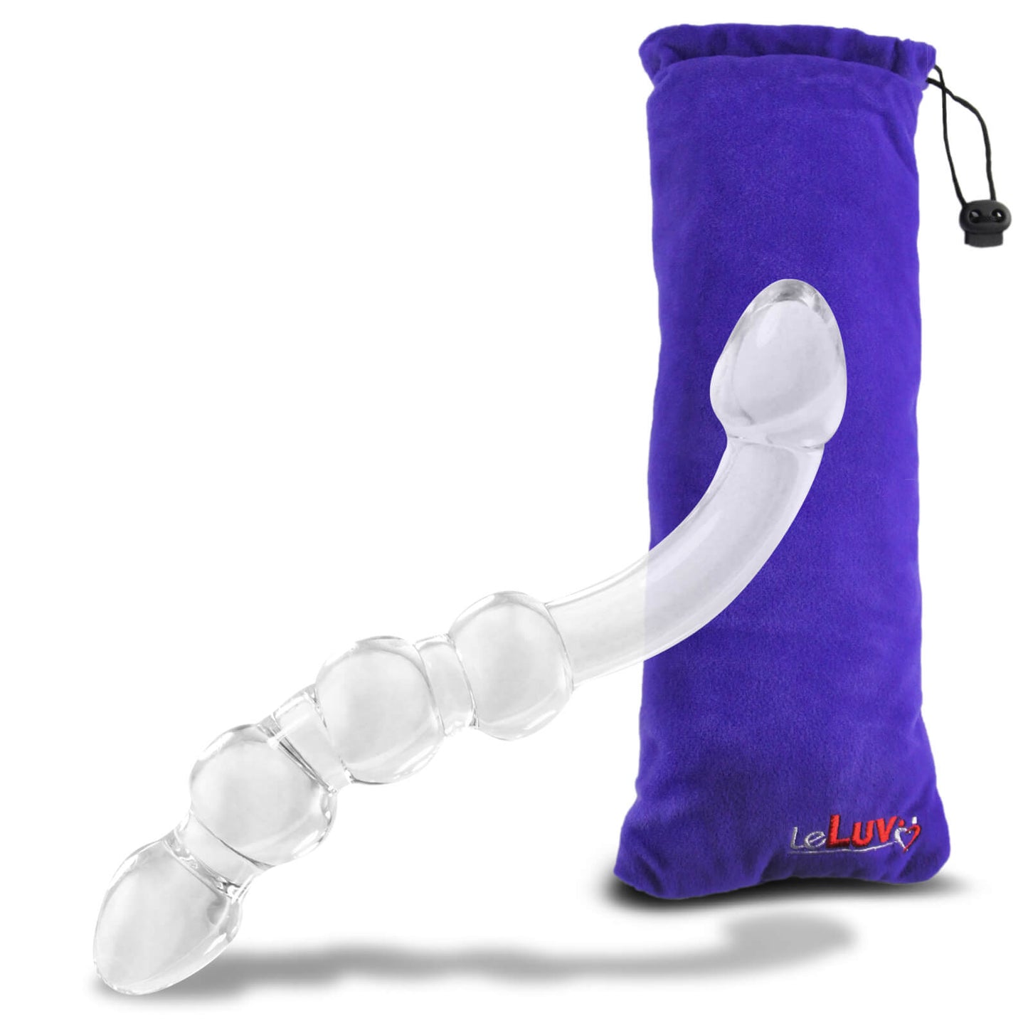 LeLuv Glass 8 Inch Double-ended G-Spot or Prostate Massager Curved Dildo
