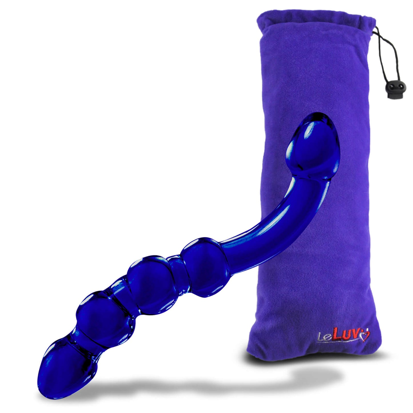 LeLuv Glass 8 Inch Double-ended G-Spot or Prostate Massager Curved Dildo