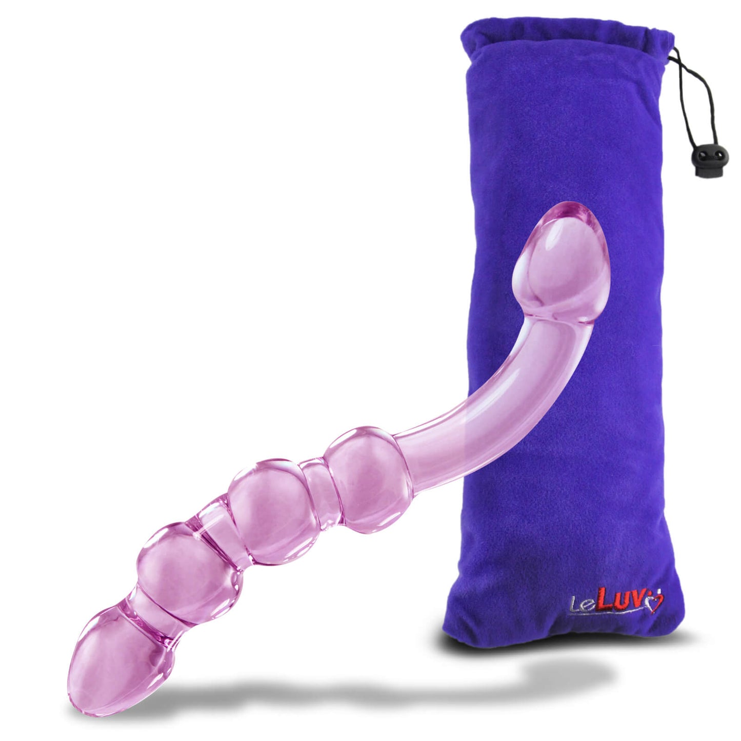 LeLuv Glass 8 Inch Double-ended G-Spot or Prostate Massager Curved Dildo