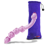LeLuv Glass 8 Inch Double-ended G-Spot or Prostate Massager Curved Dildo