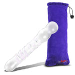 LeLuv Glass 7 Inch Swirls and Bumps Beaded Tips Dildo