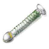 Glass 8 Inch Springtime Flower Swirling Wand Dildo