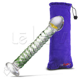 Glass 8 Inch Springtime Flower Swirling Wand Dildo