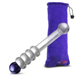 LeLuv Glass 8 Inch Mystic Wand Beaded Classic Dildo