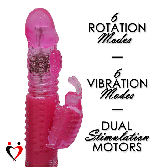 Thrusting Rabbit Vibrator | Dual Action Butterfly Clitoral Stimulator | Battery-Powered