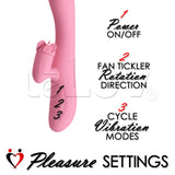 Rabbit Vibrator Rotating Fan Clitoral Tickler Smooth Silicone Rechargable
