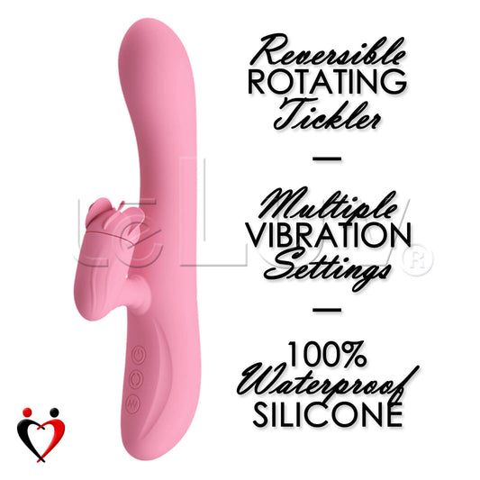 Rabbit Vibrator Rotating Fan Clitoral Tickler Smooth Silicone Rechargable