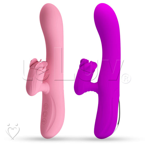 Rabbit Vibrator Rotating Fan Clitoral Tickler Smooth Silicone Rechargable