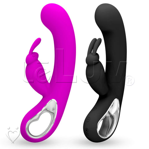 Rabbit Vibrator Curved G-Spot Tip Hollow Handle Smooth Silicone