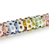 Glass 7 Inch Nubby Rainbow Wand Dildo