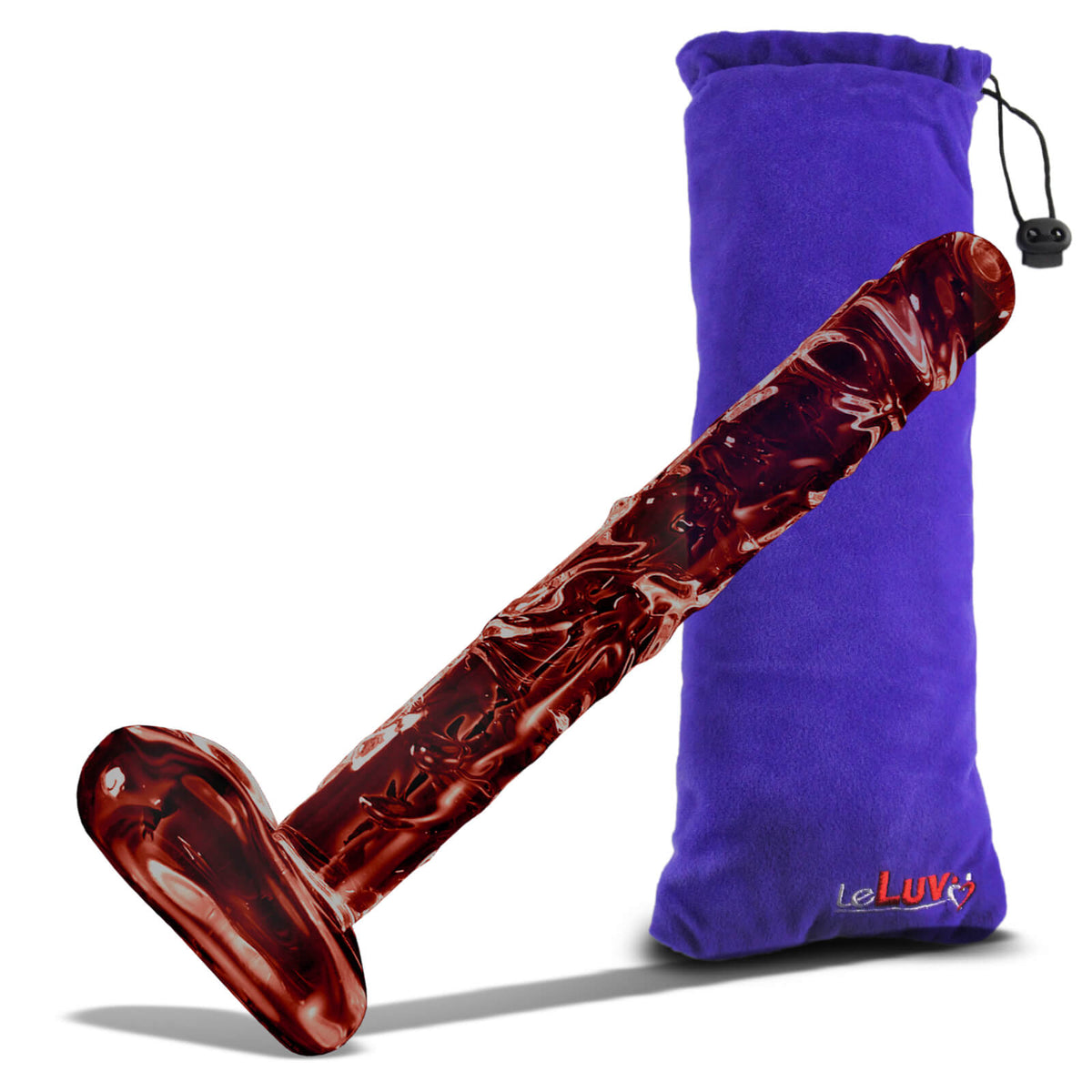 LeLuv Glass 8 Inch Veiny Replica Slim Penis Textured Dildo