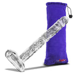 LeLuv Glass 8 Inch Veiny Replica Slim Penis Textured Dildo