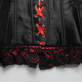 Fierce Burlesque Corset Lingerie Bustier Panty Set Black Red Bow SexyLace