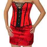 Sultry Seductress Red Bustier Lingerie Boned Corset Set Plus Sizes
