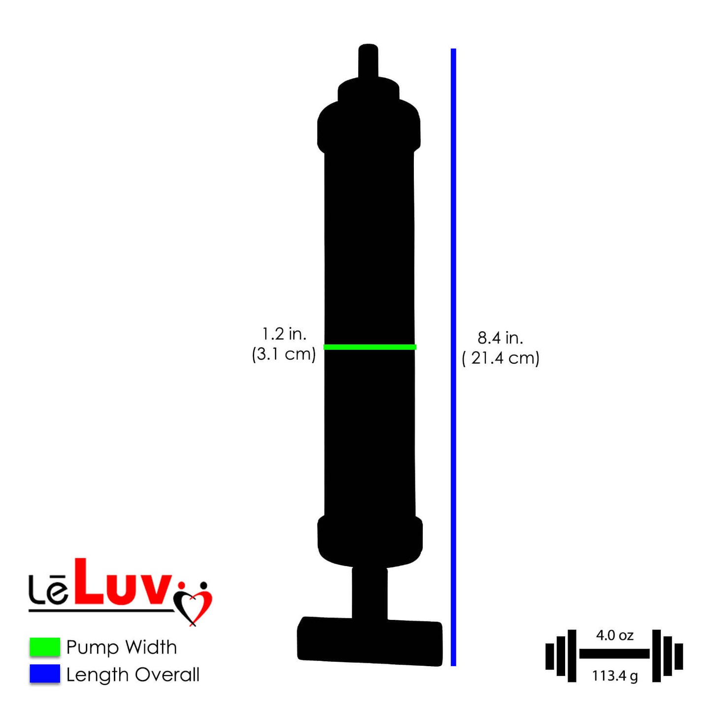 AERO Penis Pump | Light Aluminum Handle with WIDE Flanged Cylinder, 9" and 12" Length