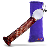 LeLuv RED Twisted Glass Pleasure Probe 7" Dildo Wand Erect Sexy Sex Toys w/ Premium Padded Pouch