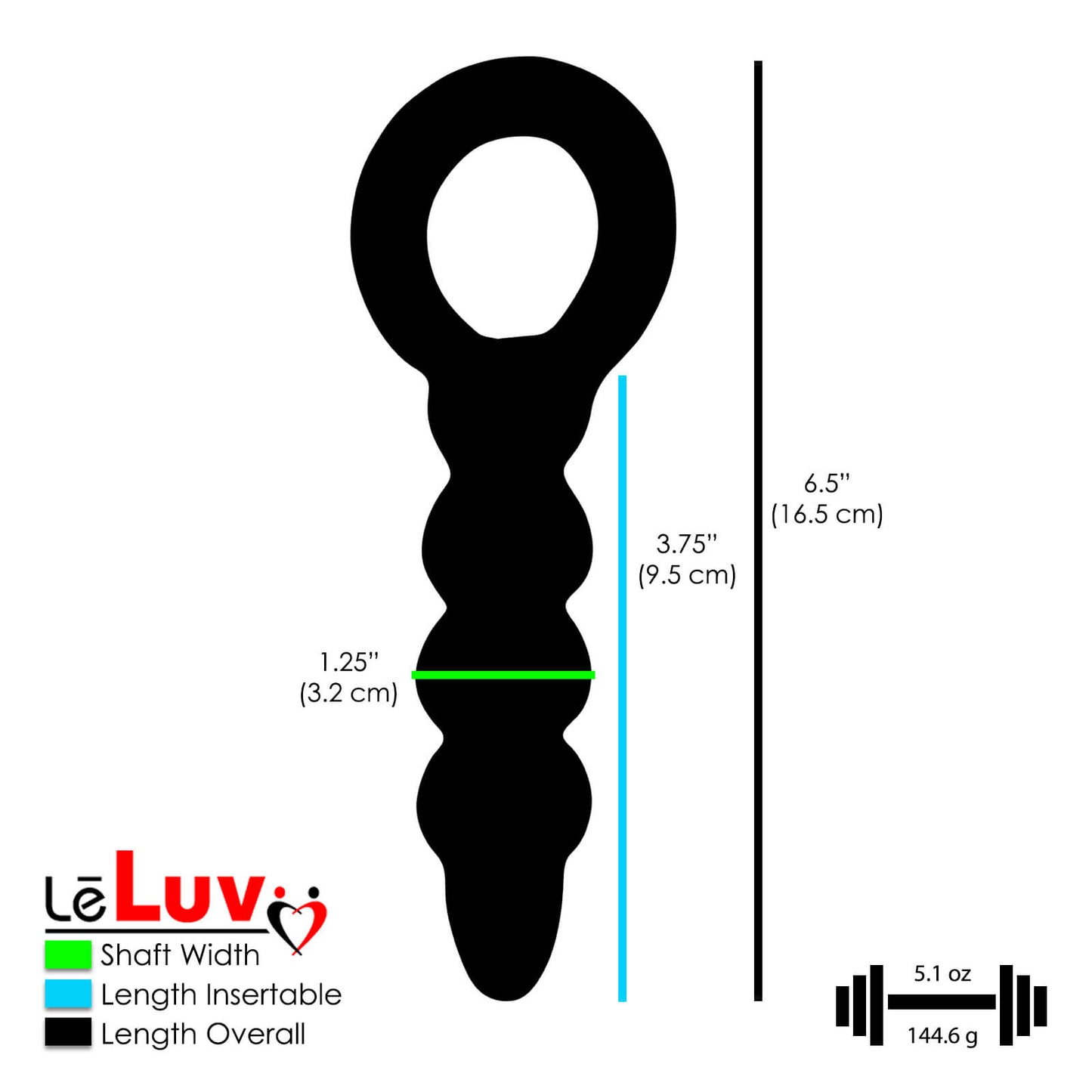 LeLuv Glass Ring Handle Beaded Shaft Dildo