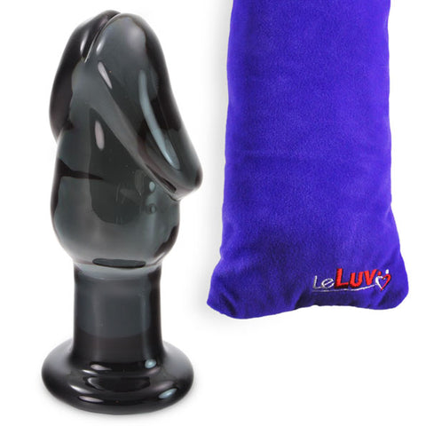LeLuv Glass Shade of Grey Giant Stubby Cock Head Sculpture Daring Dildo