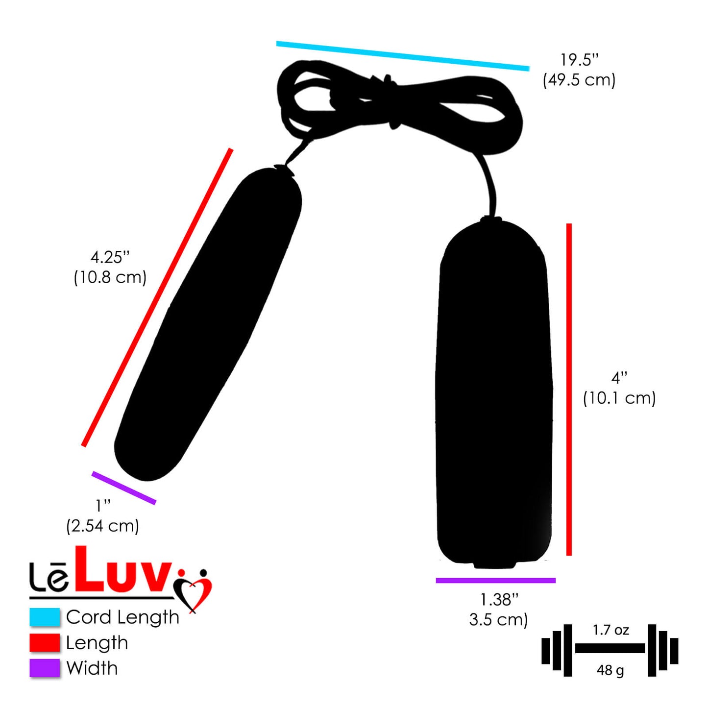 LeLuv Classic Vibrating Silver Bullet - Multispeed Dial Controller Wired Chrome Massager