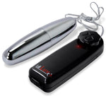 LeLuv Classic Vibrating Silver Bullet - Multispeed Dial Controller Wired Chrome Massager