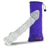 Glass 7 Inch Curved Mushroom Tip Textured Shaft Dildo