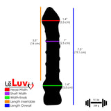 LeLuv Glass 7 Inch Curved Mushroom Tip Textured Shaft Dildo