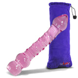 Glass 7 Inch Curved Mushroom Tip Textured Shaft Dildo