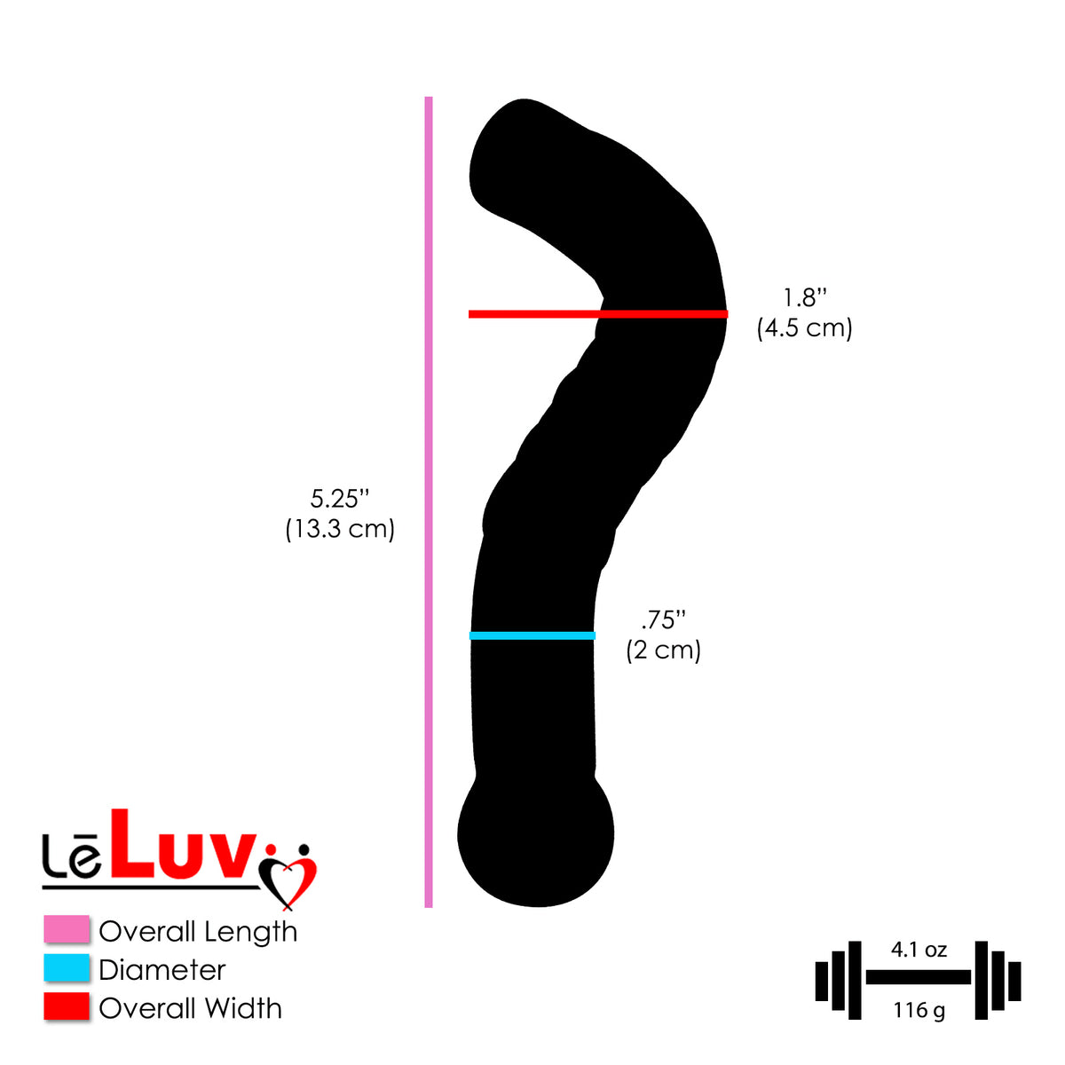 LeLuv Glass Small G-Spot Hook with Blue Swirls Dildo