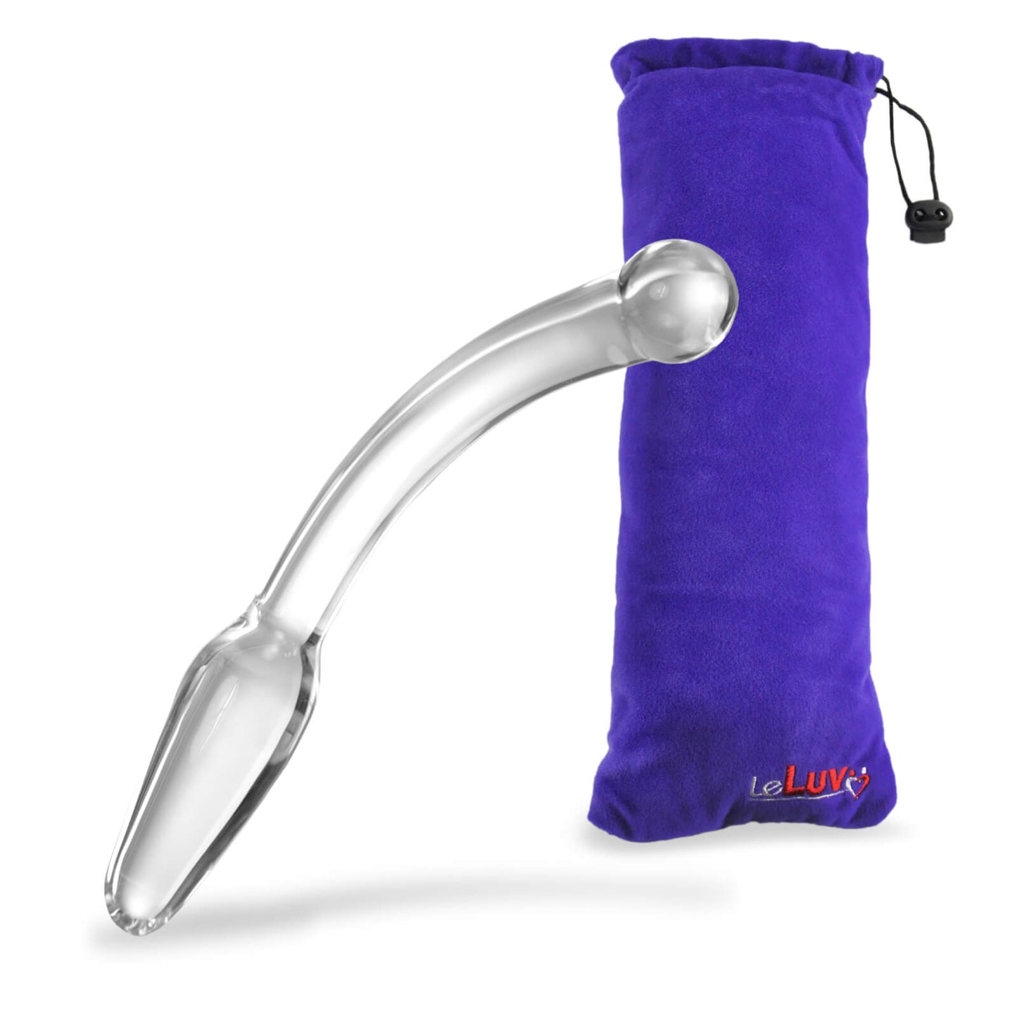 LeLuv Glass Bent Handle Wand G-Spot or Prostate Massager