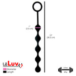 LeLuv Smooth Silicone Anal Beads with Handle - Row of 5