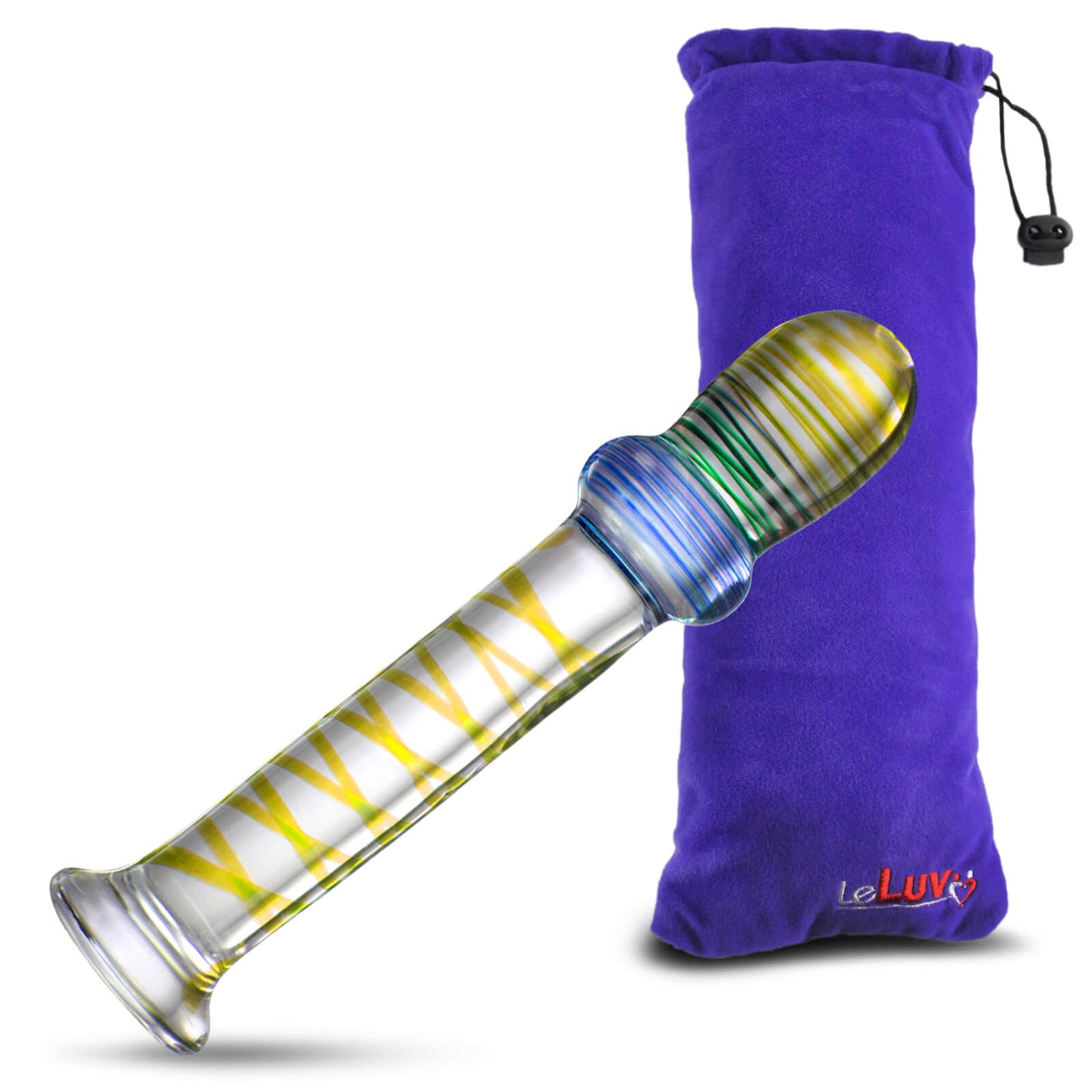 LeLuv Glass 7 Inch Bubble Headed Deluxe Thick Dildo